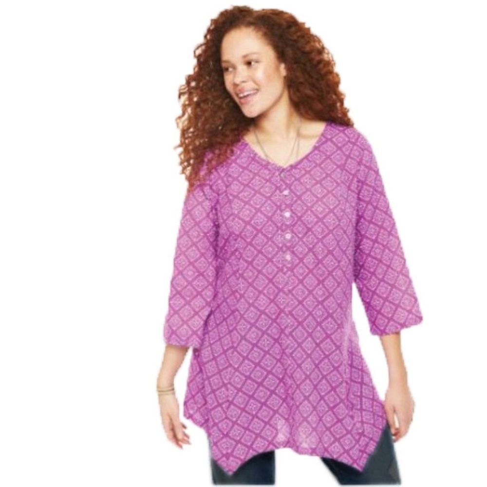 NWT cotton gauze tunic 3/4 sleeve